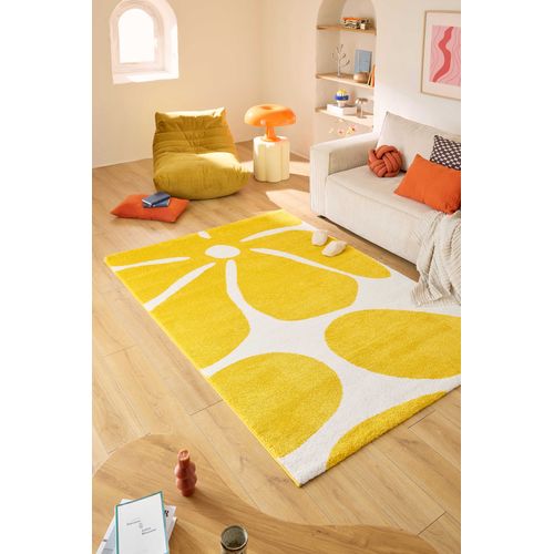Tapis Intérieur à Poils Longs Groovy 385 Jaune 160 X 230 Cm