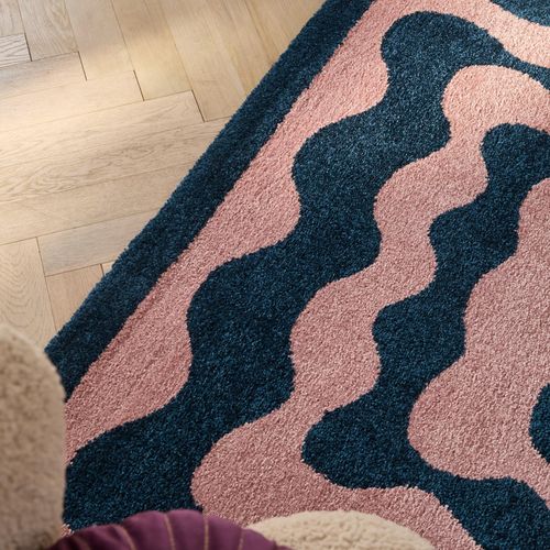 Tapis De Salon Rétro Année 70 - Groovy - Bleu - 160x230cm