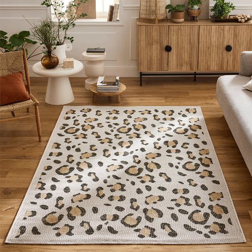 Tapis D'intérieur Et Extérieur Crème Motif Léopard Savanna 120x160