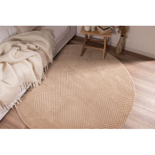 Tapis De Salon Beige Graphique Bianca Diamètre 120