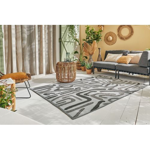 Tapis Abstrait Noir Extérieur Capri 120x160