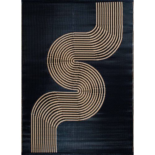 Tapis Vague Noir Extérieur Capri 120x160