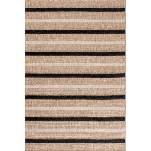 Tapis De Salon Aspect Jute à Motif Rayures Noir 80x150 Cm