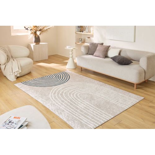 Tapis Lavable En Machine, Motif Arc-en-ciel - Beige - Grege- 120x160