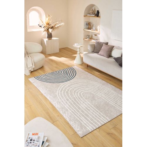 Tapis Lavable En Machine, Motif Arc-en-ciel - Beige - Grege- 120x160