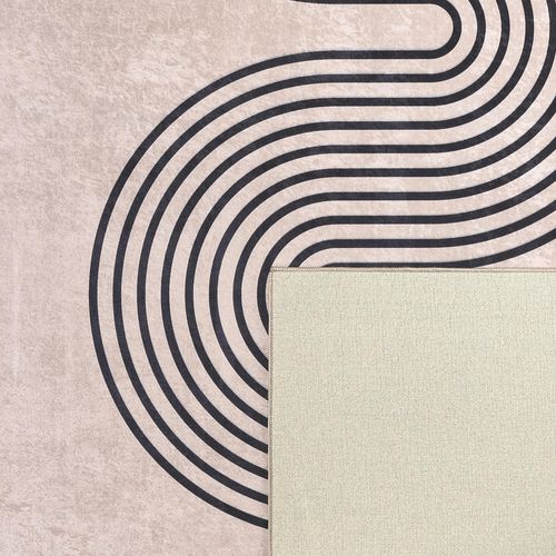 Tapis Lavable En Machine, Motif Vague - Beige - Grege- 120x160