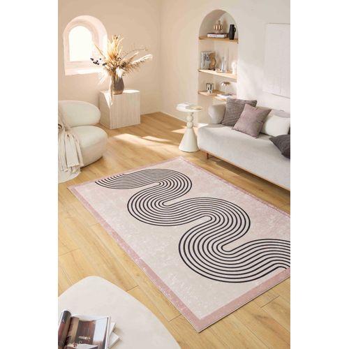 Tapis Lavable En Machine, Motif Vague - Beige - Grege- 120x160