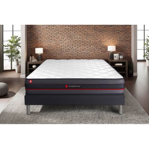 Ensemble Matelas Mémoire De Forme 90x190 Regen Ep:24cm - Sommier Noir