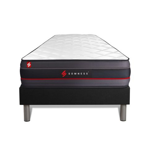 Ensemble Matelas Mémoire De Forme 90x190 Regen Ep:24cm - Sommier Noir