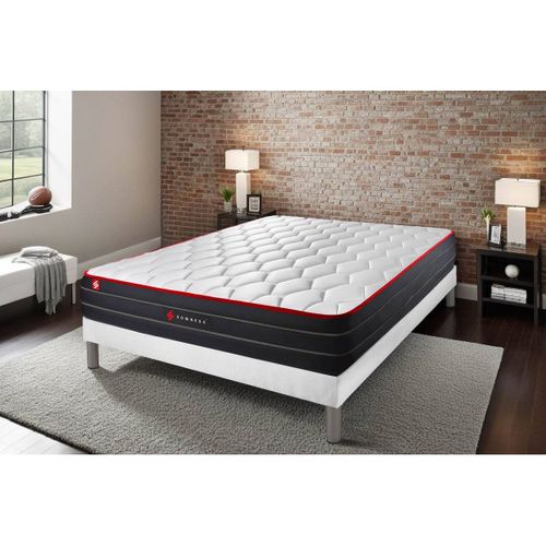 Ensemble Matelas Ressorts Ensachés Et Mémoire De Forme 160x200 Boost Ep:26cm - Sommier Blanc