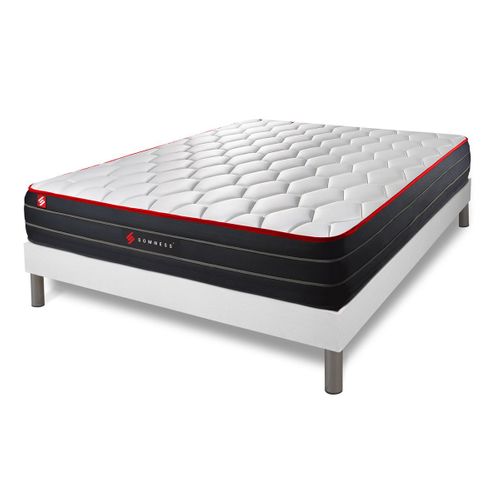 Ensemble Matelas Ressorts Ensachés Et Mémoire De Forme 160x200 Boost Ep:26cm - Sommier Blanc