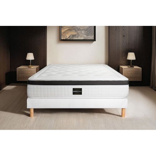 Lit Complet HOGAR24 135x190 Cm - Sommier Basic + Matelas Mémoire De Forme Spring Plus Avec Pieds