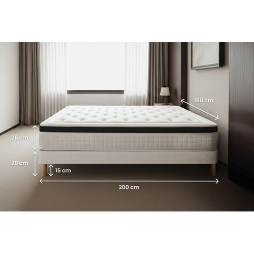Ensemble Matelas Mémoire De Forme 160x200 Privilège Ep:26cm - Sommier Noir
