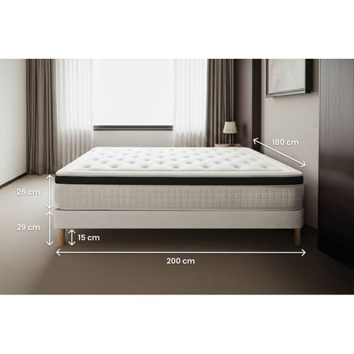 Ensemble Matelas Mémoire De Forme 180x200 Privilège Ep:26cm - Sommier Noir