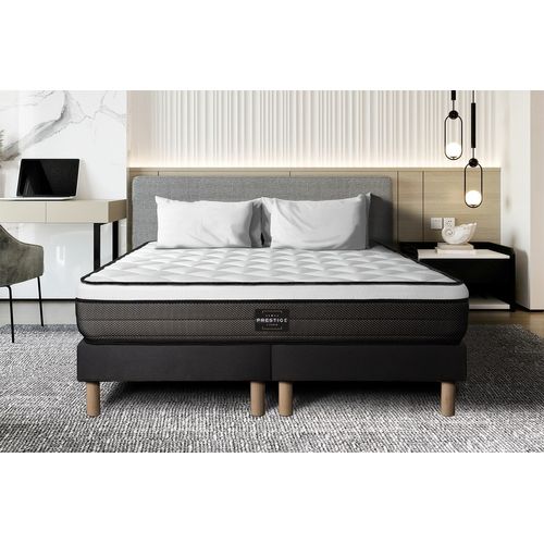 Ensemble Matelas Ressorts Ensachés Et Mémoire De Forme 160x200 Suite Ep:26cm - Sommier Noir