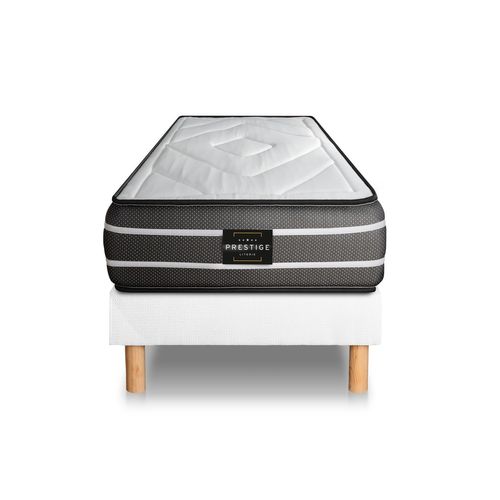 Ensemble Matelas Ressorts Ensachés Et Mémoire De Forme 90x190 Exclusive Ep:22cm - Sommier Blanc