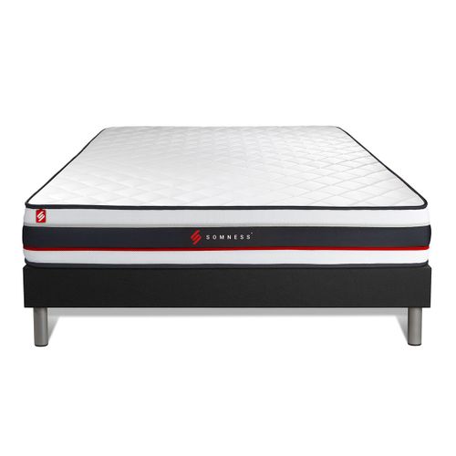 Ensemble Matelas Mousse 200x200 Form Ep:19 Cm - Sommier Kit Noir