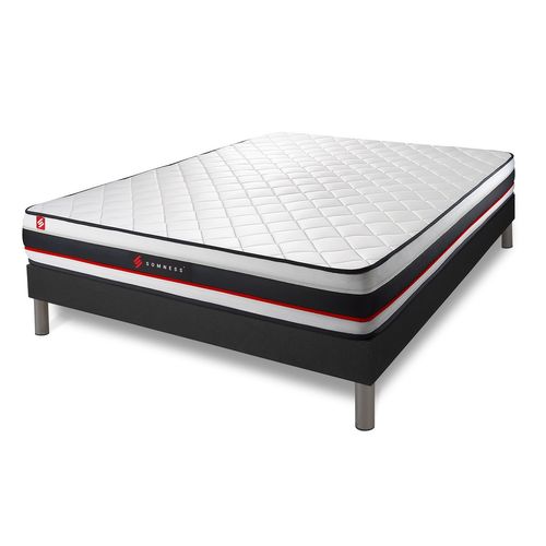 Ensemble Matelas Mousse 200x200 Form Ep:19 Cm - Sommier Kit Noir