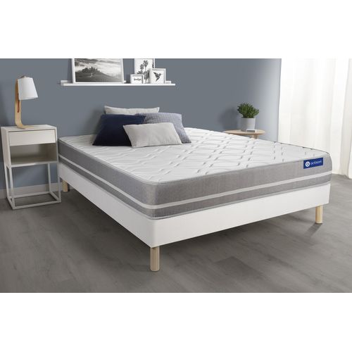 Ensemble Matelas Ressorts Ensachés 140x190 Actiflex Touch Ep:20 Cm - Sommier Kit Blanc