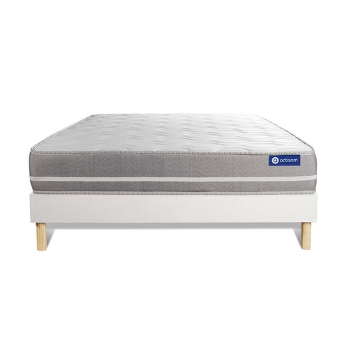 Ensemble Matelas Ressorts Ensachés 140x190 Actiflex Touch Ep:20 Cm - Sommier Kit Blanc