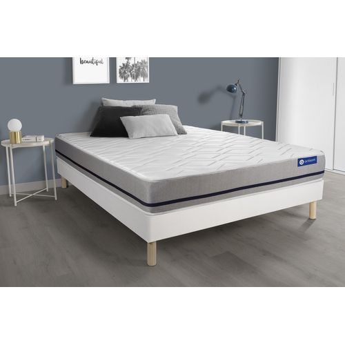Ensemble Matelas Ressorts Ensachés 140x200 Actiflex Soft Ep:20 Cm - Sommier Kit Blanc