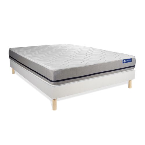 Ensemble Matelas Ressorts Ensachés 140x200 Actiflex Soft Ep:20 Cm - Sommier Kit Blanc