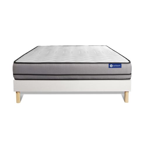Ensemble Matelas Ressorts Ensachés 200x200 Actiflex Night Ep:20 Cm - Sommier Kit Blanc