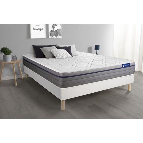 Ensemble Matelas Mémoire De Forme 180x200 Actimemo Zen Ep:26 Cm - Sommier Kit Blanc