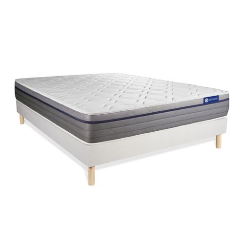 Ensemble Matelas Mémoire De Forme 180x200 Actimemo Zen Ep:26 Cm - Sommier Kit Blanc