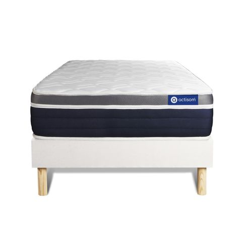 Ensemble Matelas Mémoire De Forme 90x200 Actimemo Confort Ep:26 Cm - Sommier Kit Blanc