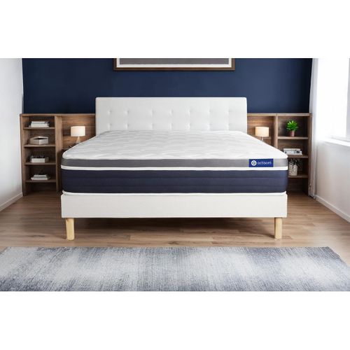 Ensemble Matelas Mémoire De Forme 90x200 Actimemo Confort Ep:26 Cm - Sommier Kit Blanc