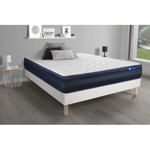 Ensemble Matelas Mémoire De Forme 140x200 Actimemo Tech Ep:24 Cm - Sommier Kit Blanc