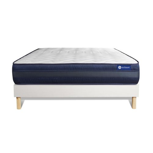 Ensemble Matelas Mémoire De Forme 140x200 Actimemo Tech Ep:24 Cm - Sommier Kit Blanc