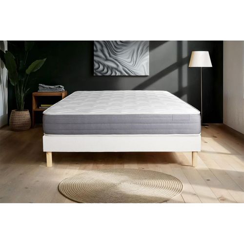 Ensemble Matelas Mémoire De Forme 90x200 Actimemo Dream Ep:22 Cm - Sommier Kit Blanc