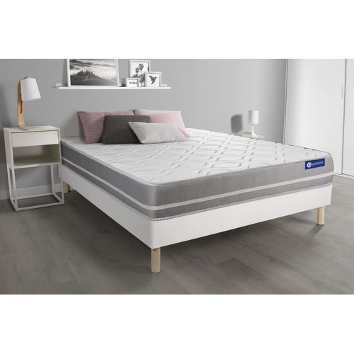 Ensemble Matelas Mémoire De Forme 140x200 Actimemo Touch Ep:20 Cm - Sommier Kit Blanc