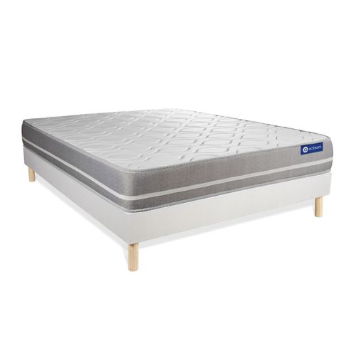 Ensemble Matelas Mémoire De Forme 140x200 Actimemo Touch Ep:20 Cm - Sommier Kit Blanc