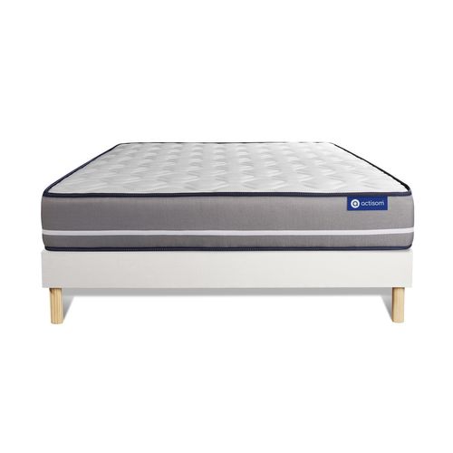 Ensemble Matelas Mémoire De Forme 140x190 Actimemo Pur Ep:20 Cm - Sommier Kit Blanc