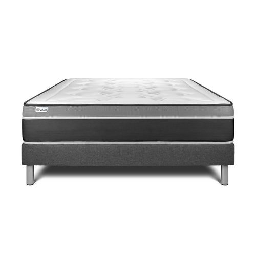 Ensemble Matelas Ressorts Ensachés Et Mémoire De Forme 160x200 Vital Care Ep:26 Cm - Sommier Kit Gri