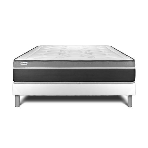 Ensemble Matelas Ressorts Ensachés Et Mémoire De Forme 140x200 Vital Care Ep:26 Cm - Sommier Kit Bla