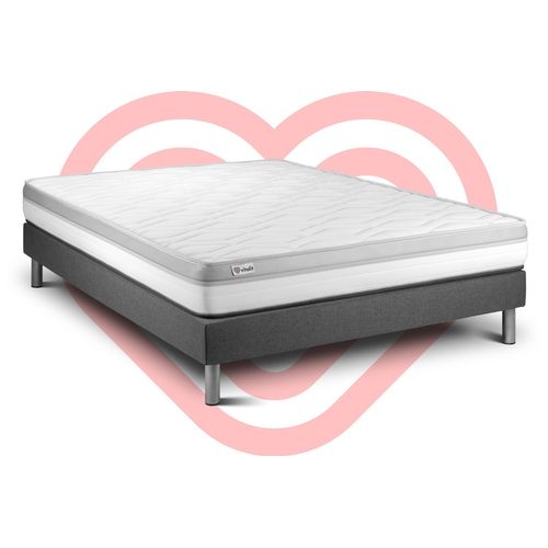 Ensemble Matelas Mousse 140x190 Vital Relax Ep:18 Cm - Sommier Kit Gris