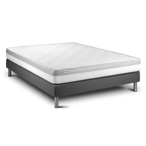 Ensemble Matelas Mousse 140x190 Vital Relax Ep:18 Cm - Sommier Kit Gris