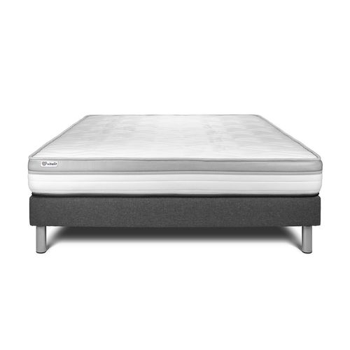 Ensemble Matelas Mousse 140x190 Vital Relax Ep:18 Cm - Sommier Kit Gris