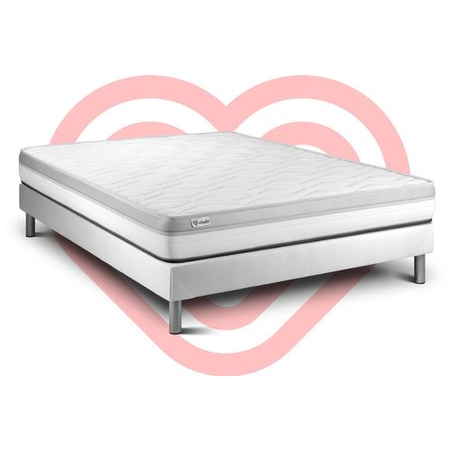 Ensemble Matelas Mousse 180x200 Vital Relax Ep:18 Cm - Sommier Kit Blanc