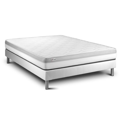 Ensemble Matelas Mousse 180x200 Vital Relax Ep:18 Cm - Sommier Kit Blanc