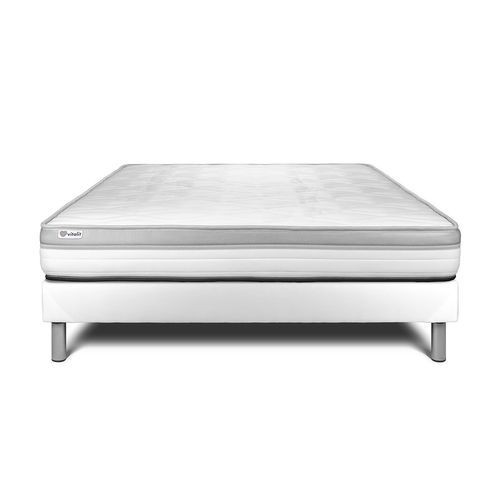 Ensemble Matelas Mousse 180x200 Vital Relax Ep:18 Cm - Sommier Kit Blanc