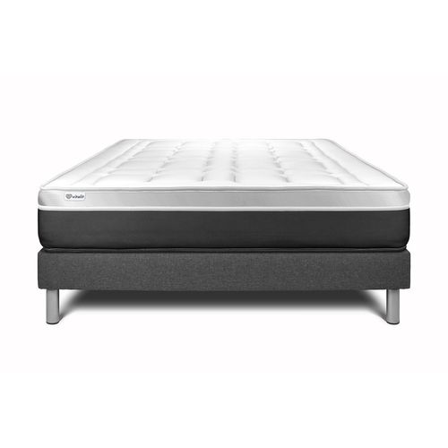 Ensemble Matelas Mousse Polyuréthane à Mémoire De Forme 160x200 Vital Soft Ep:24 Cm - Sommier Kit Gr