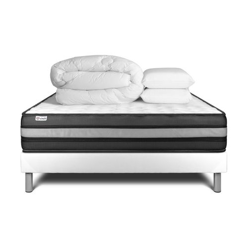 Ensemble  Vitalpower Zen 160 X 200 Cm Sommier Kit Blanc - Mousse Polyuréthane à Mémoire De Forme