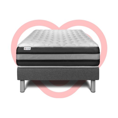 Ensemble Matelas Ressorts Ensachés Et Mémoire De Forme 90x200 Vitalspring Zen Ep:26 Cm - Sommier Kit