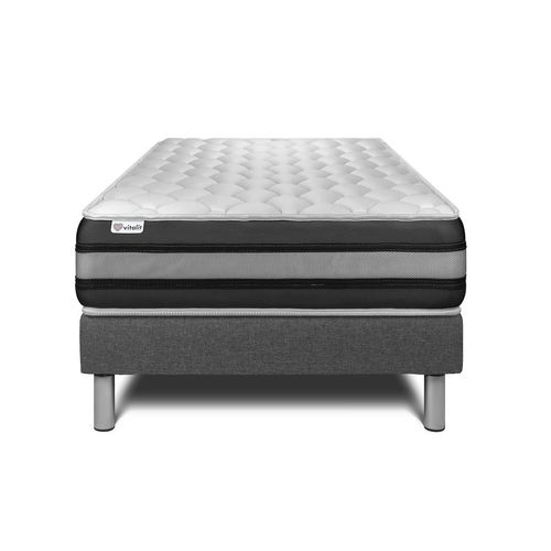 Ensemble Matelas Ressorts Ensachés Et Mémoire De Forme 90x200 Vitalspring Zen Ep:26 Cm - Sommier Kit