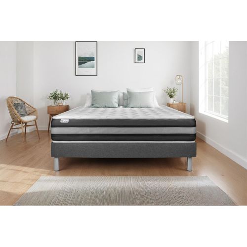 Ensemble Matelas Ressorts Ensachés Et Mémoire De Forme 90x200 Vitalspring Zen Ep:26 Cm - Sommier Kit
